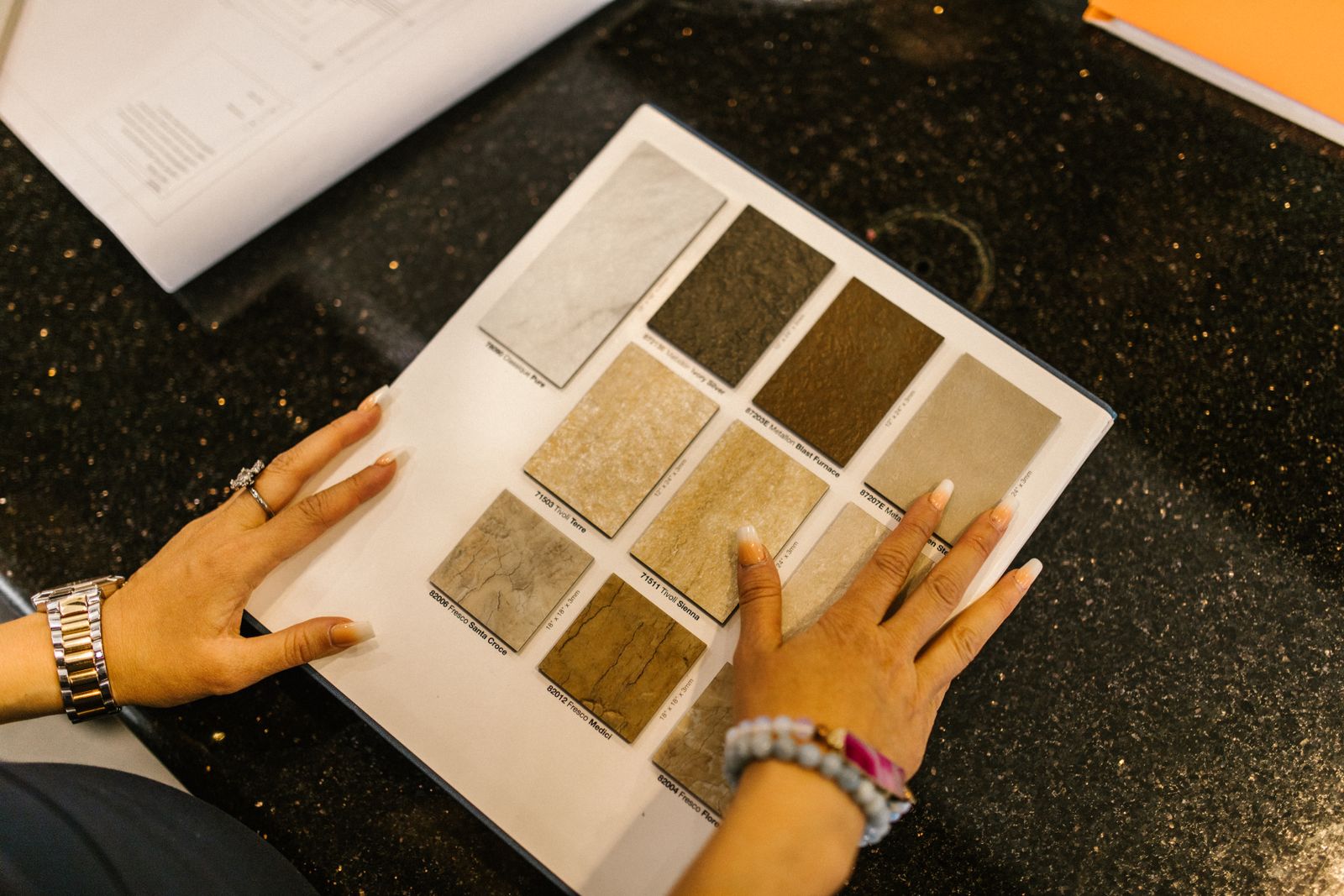 Material and finish samples for selection